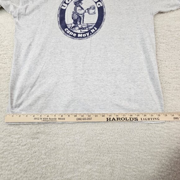 90s Ugly Mug T Shirt Cape May, NJ Gray Mens Large Heavy Cotton Gildan Beer Pub - Picture 5 of 13